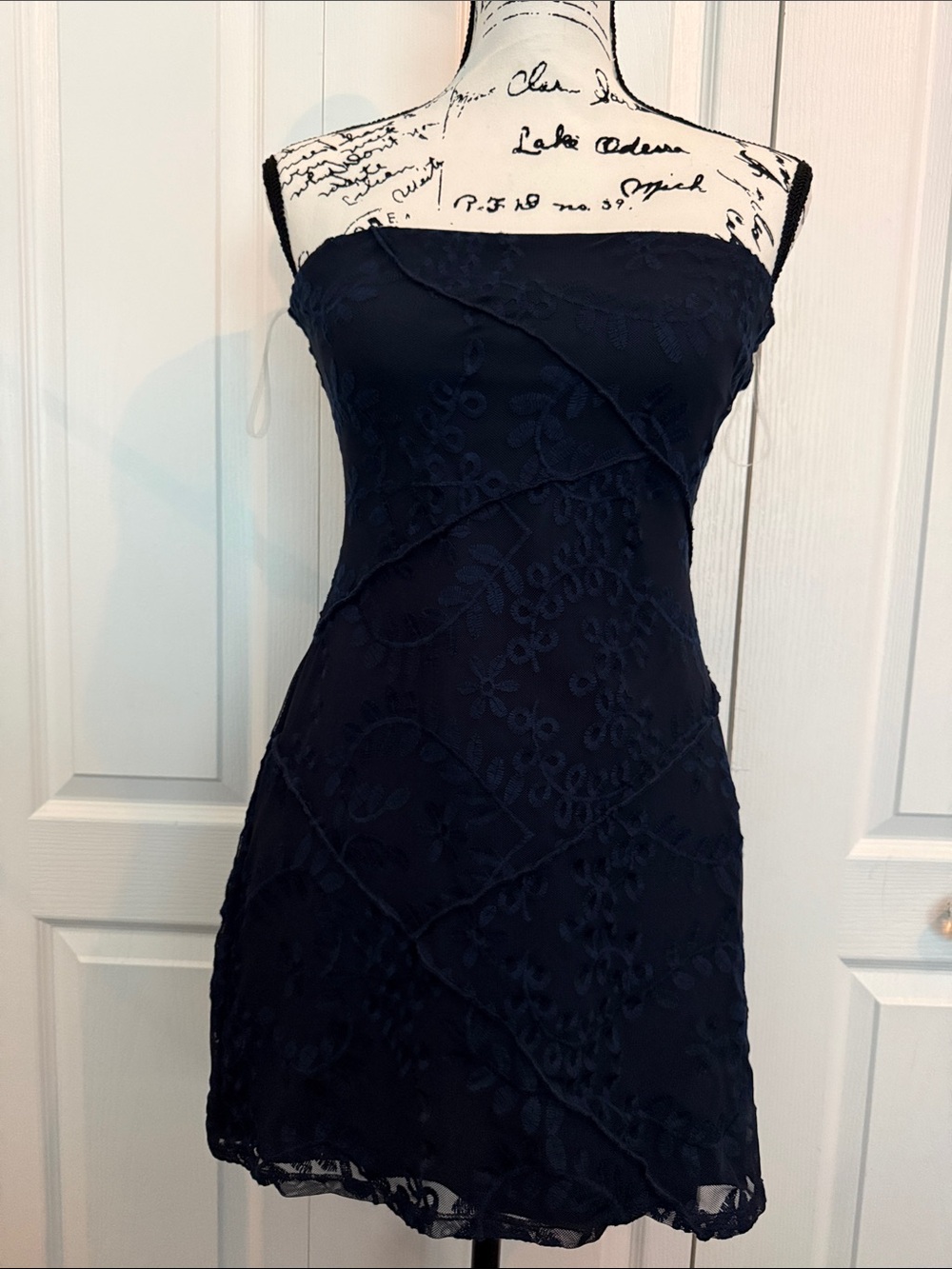 Altar'd State Strapless Navy Lace Cocktail Dress